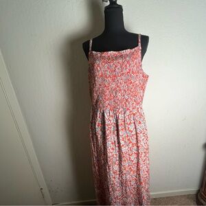 Old Navy Orange and White Smocked Maxi (long) Sundress